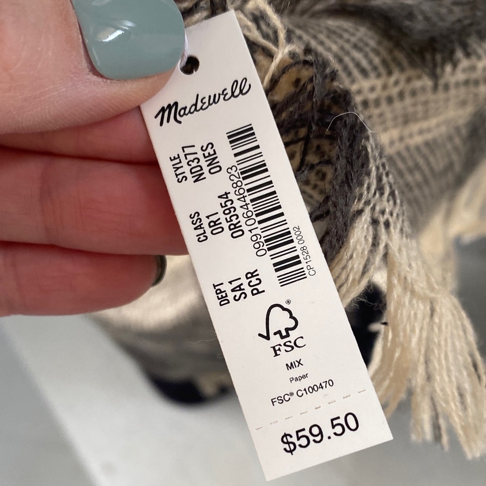 Madewell Denvale Plaid Blanket Scarf Oversized Fringe Cozy Warm Soft NWT - Picture 2 of 5
